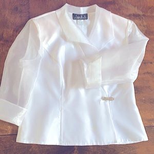 White Chiffon Top with rhinestone clasp